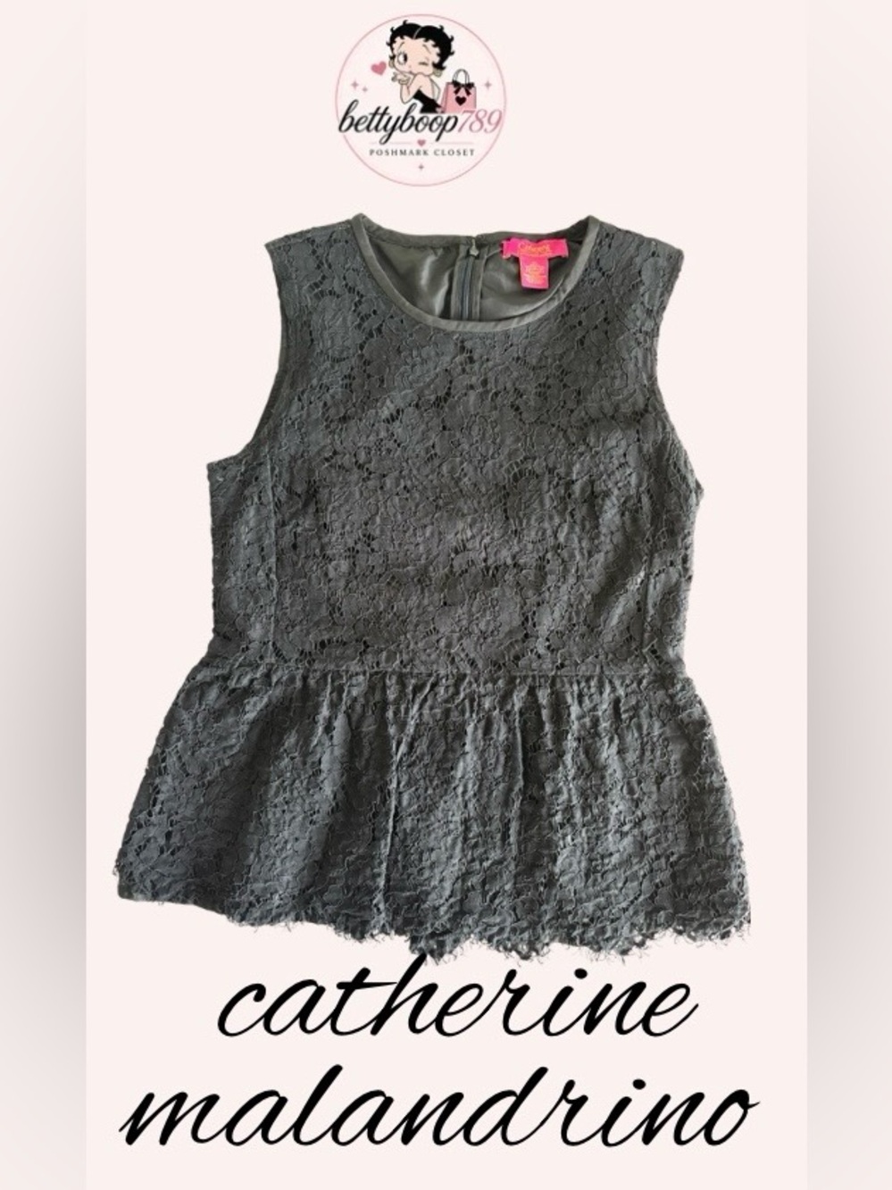Catherine Malandrino Black Lace Peplum Tank Top